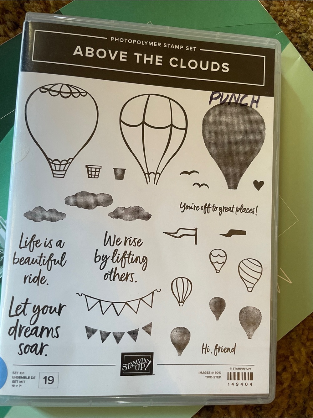 Stampin' Up! Above The Clouds Photopolymer Stamp Set with Punch- Black and White